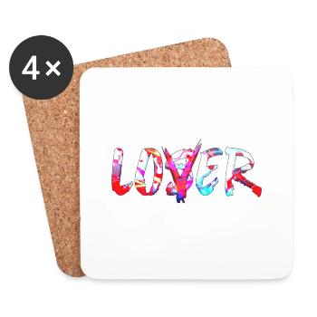 Loser lover drôle mème clown geek cool vintage - Dessous de verre (lot de 4) - blanc - Devant