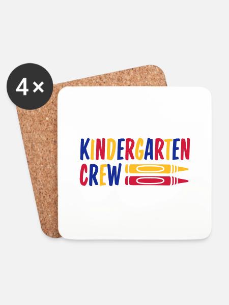 Wachsmalstift Kindergarten Crew Buntstift - Untersetzer (4er-Set) - Weiß