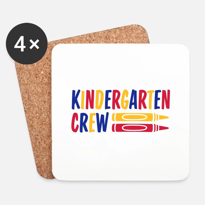 Wachsmalstift Kindergarten Crew Buntstift - Untersetzer (4er-Set) - Weiß