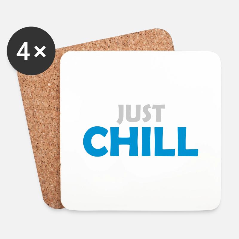 Just Chill Relaxen Logo - Untersetzer (4er-Set) - Weiß