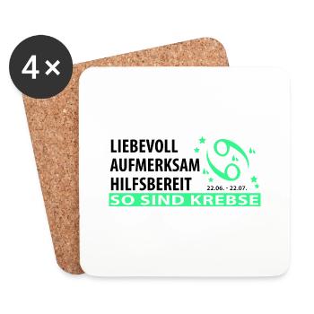 Sternzeichen Krebs - Eigenschaften - Untersetzer (4er-Set) - Weiß - Vorne