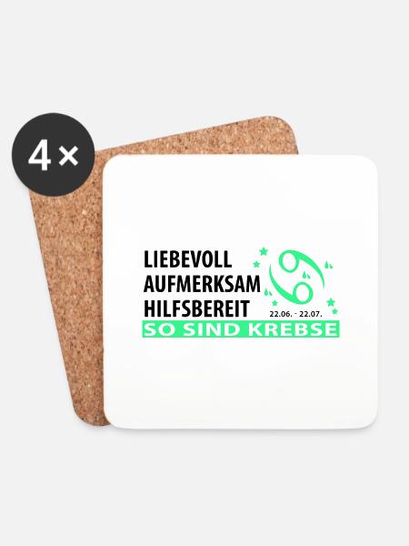 Sternzeichen Krebs - Eigenschaften - Untersetzer (4er-Set) - Weiß