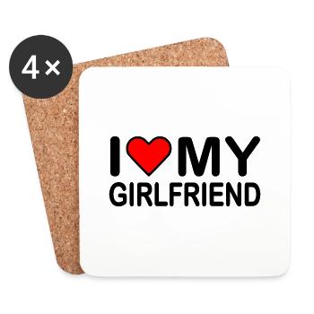 I love my girlfriend - Dessous de verre (lot de 4) - blanc - Devant