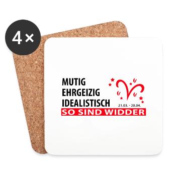 Sternzeichen Widder - Eigenschaften - Untersetzer (4er-Set) - Weiß - Vorne