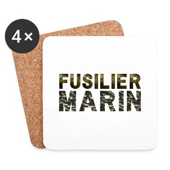 Fusiller Marin - Camouflage Double - Dessous de verre (lot de 4) - blanc - Devant