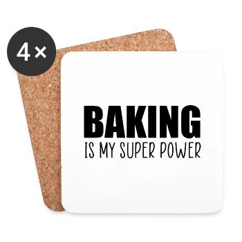 Baking is my super power - Coasters (set of 4) - white - Front