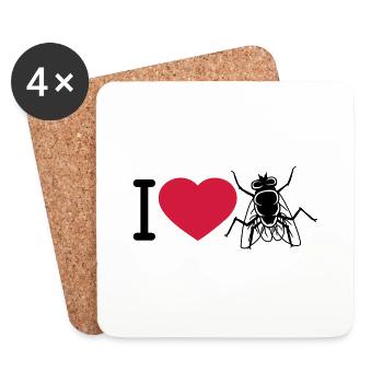 I Love Housefly Heart - Coasters (set of 4) - white - Front