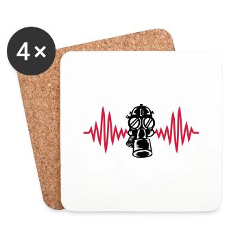 Pulse Retro Masque à gaz Heartbeat - Dessous de verre (lot de 4) - blanc - Devant