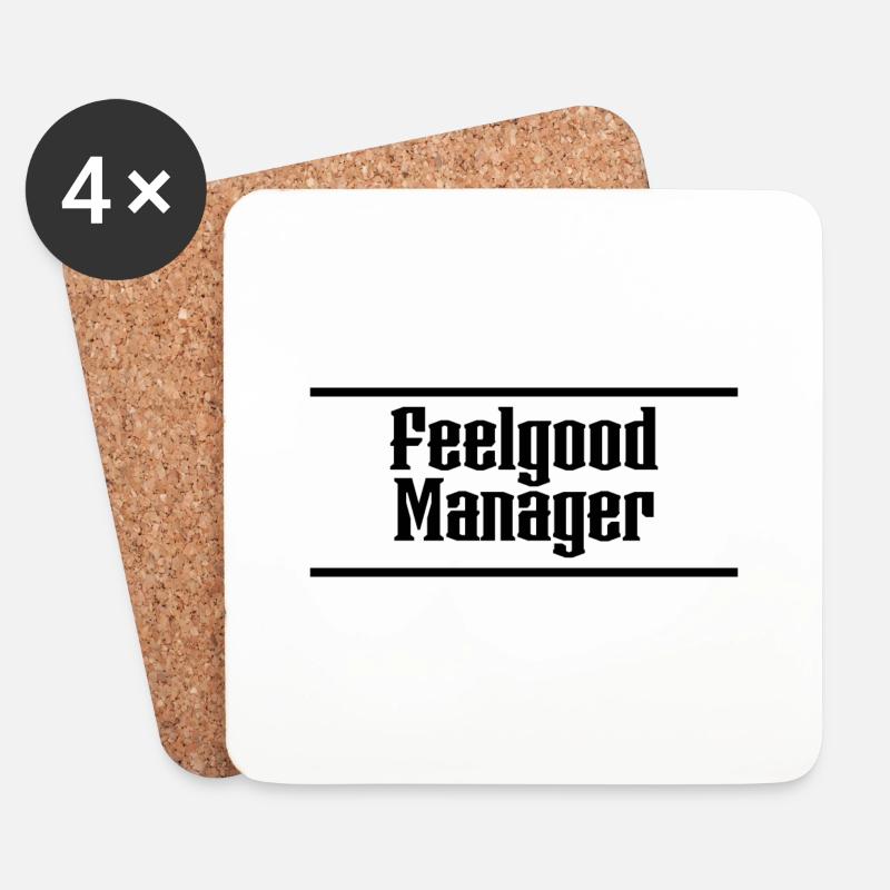 Feelgod Manager Tshirt - Untersetzer (4er-Set) - Weiß