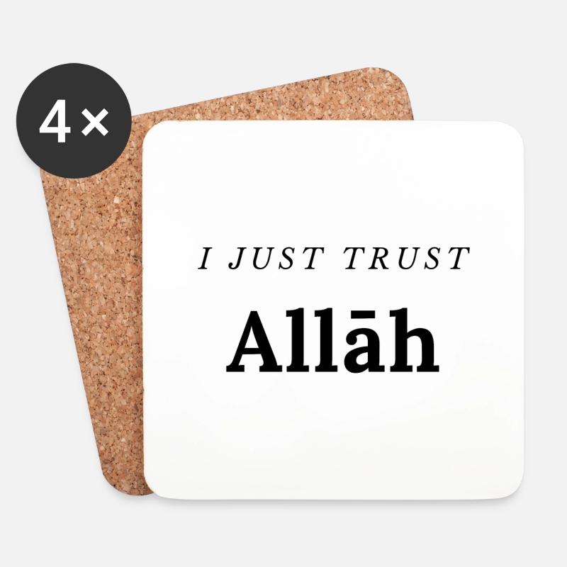 Ich vertraue Allāh einfach - Untersetzer (4er-Set) - Weiß