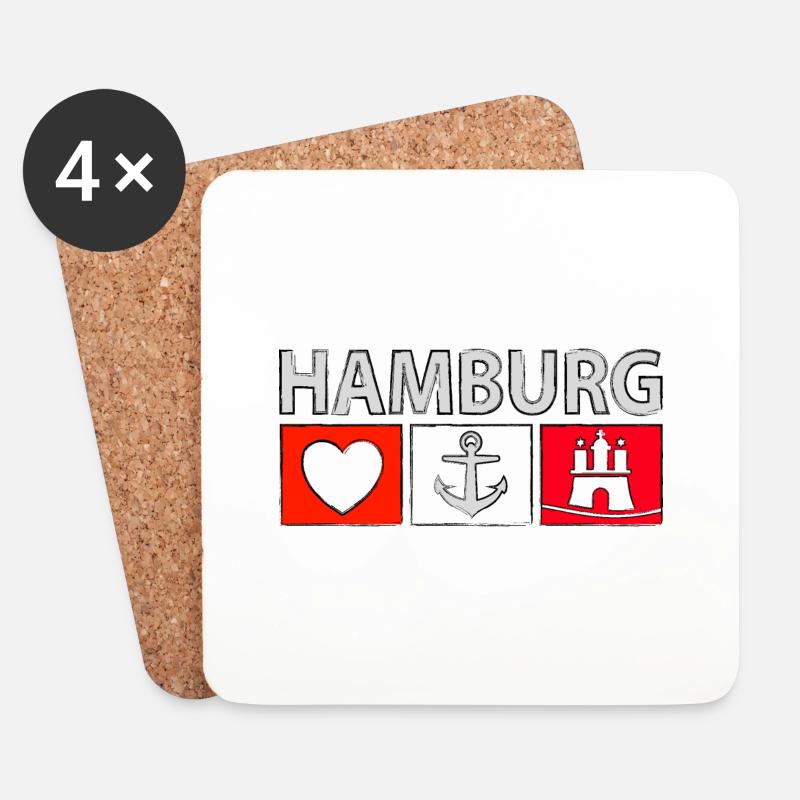 Hamburg - Untersetzer (4er-Set) - Weiß