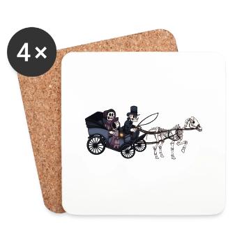 Skeleton Horse And Carriage - Coasters (set of 4) - white - Front