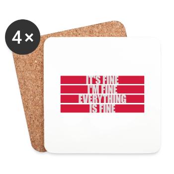 everything is fine quote - Coasters (set of 4) - white - Front