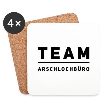 TEAM A-lochbüro. Lustiges T-Shirt für ein Büro : ) - Untersetzer (4er-Set) - Weiß - Vorne