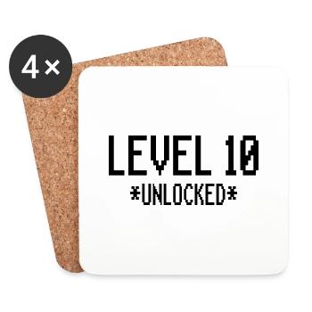 10th birthday Level 10 gift ten 10 years - Coasters (set of 4) - white - Front