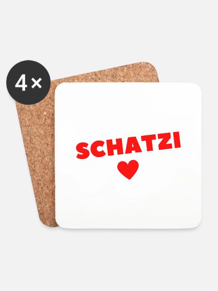 Schatzi Valentinstag Lieblingsmensch Geschenkidee - Untersetzer (4er-Set) - Weiß