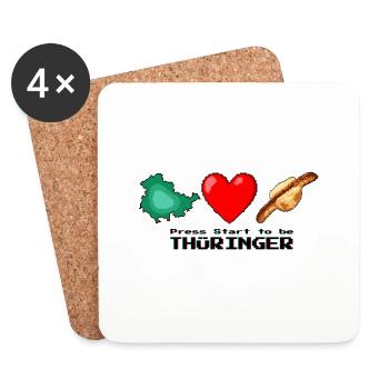 Südharz Merch - Pixel Thüringer - Untersetzer (4er-Set) - Weiß - Vorne