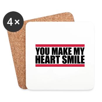 Faire sourire mon cœur - Dessous de verre (lot de 4) - blanc - Devant