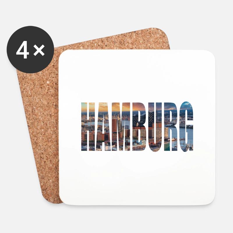HAMBURG SKYLINE - Untersetzer (4er-Set) - Weiß