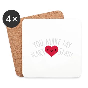 Faire sourire mon cœur - Dessous de verre (lot de 4) - blanc - Devant