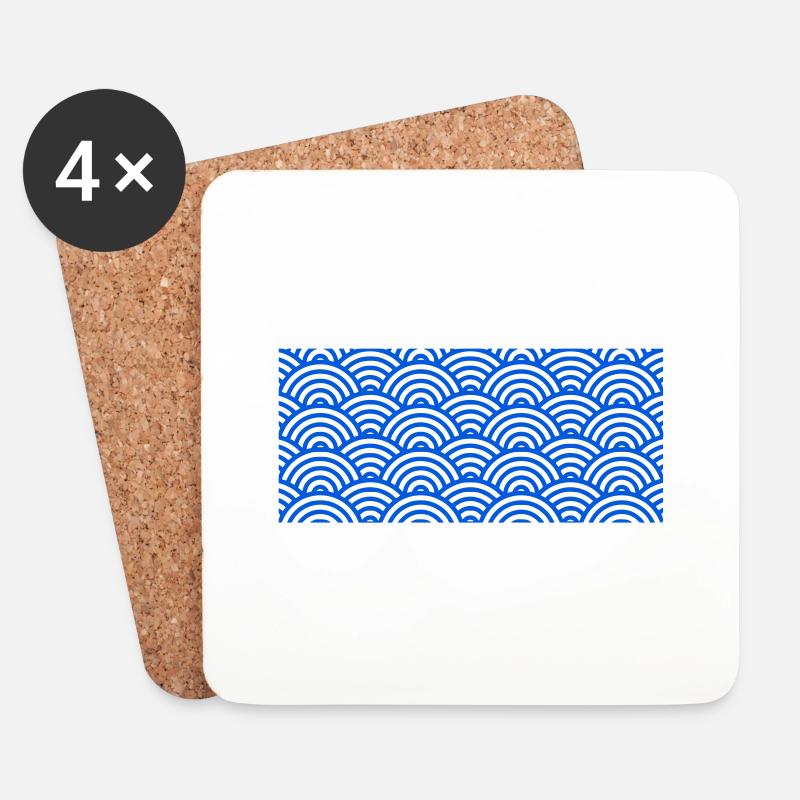Blue Sushi Waves Pattern - Coasters (set of 4) - white