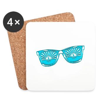 Lunettes de soleil été mignon happy beach ocean surf - Dessous de verre (lot de 4) - blanc - Devant
