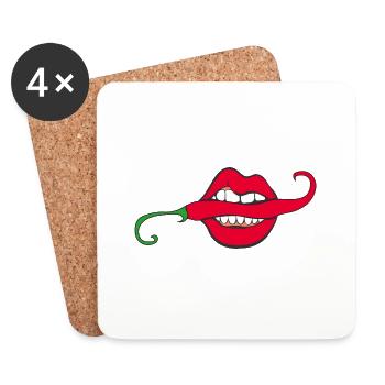 SCHARFE PAPRIKA - Untersetzer (4er-Set) - Weiß - Vorne