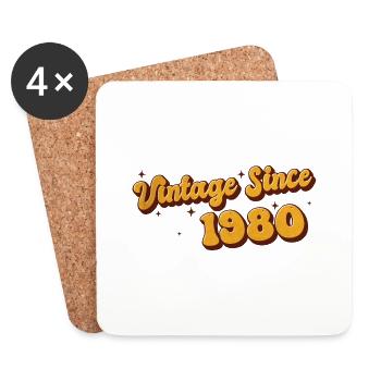 Jahrgang seit 1980 43 Jahre - Groovy 43. - Untersetzer (4er-Set) - Weiß - Vorne
