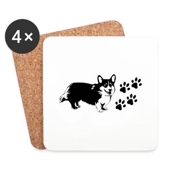 Chien - Dessous de verre (lot de 4) - blanc - Devant