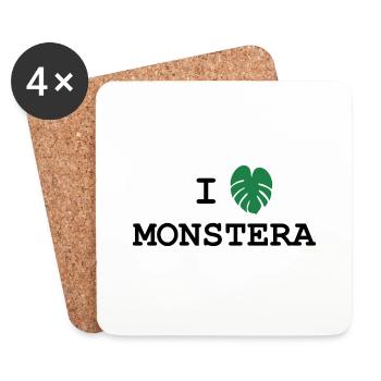 Ich liebe Monstera - Design mit Blatt - Untersetzer (4er-Set) - Weiß - Vorne