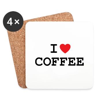 I love coffee - Coasters (set of 4) - white - Front