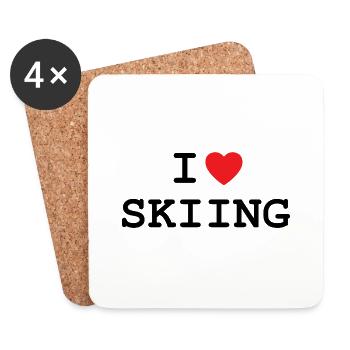 I love skiing - Coasters (set of 4) - white - Front