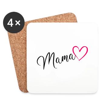 Mama Mutter Kalligrafie Herz Pink - Untersetzer (4er-Set) - Weiß - Vorne