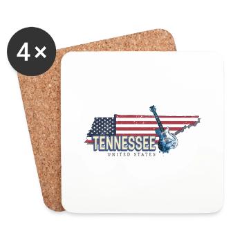 Tennessee United States Retro Wall Map USA - Coasters (set of 4) - white - Front