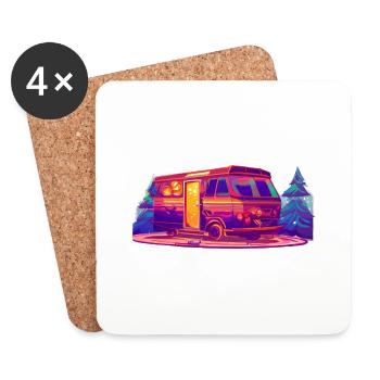 Caravane Camp Camping Tentes cadeaux Camping-car - Dessous de verre (lot de 4) - blanc - Devant