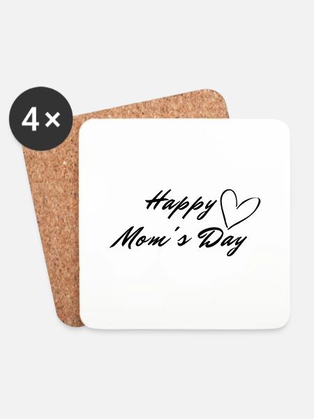 Happy Mom's Day - Untersetzer (4er-Set) - Weiß
