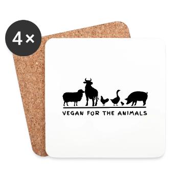 Vegan for the animals - Untersetzer (4er-Set) - Weiß - Vorne