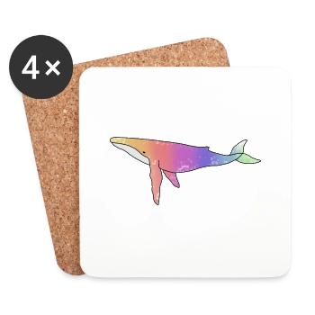 Wal Regenbogen Version - Untersetzer (4er-Set) - Weiß - Vorne