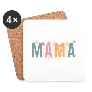 Maman Fleur - Dessous de verre (lot de 4) - blanc - Devant