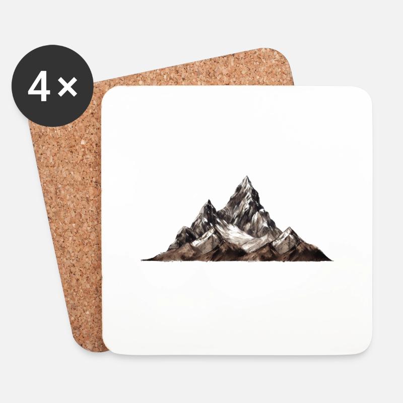 Berge Grafik - Untersetzer (4er-Set) - Weiß