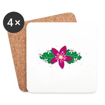 Flower Flower Plant - Dessous de verre (lot de 4) - blanc - Devant