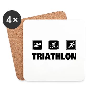 Triathlon Natation Bike Run Marathon - Dessous de verre (lot de 4) - blanc - Devant