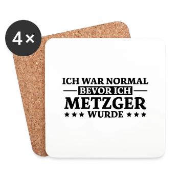 Metzger Spruch Fleischer Lustiges Metzger Geschenk - Untersetzer (4er-Set) - Weiß - Vorne