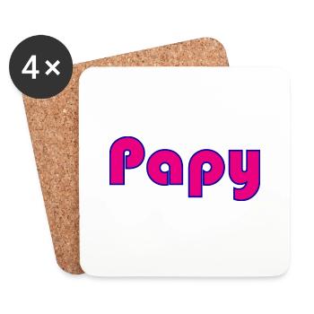 PAPY. FÊTE DES PÈRES. BONNE FÊTE PAPY. JE T'AIME. - Dessous de verre (lot de 4) - blanc - Devant