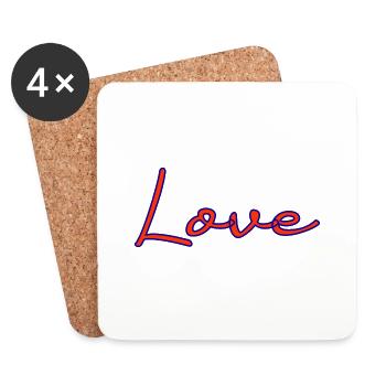 LOVE. COUPLE. JUST MARRIED. EVJF. SAINT VALENTIN. - Dessous de verre (lot de 4) - blanc - Devant