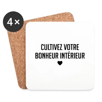 Cultivez Votre Bonheur Intérieur - Dessous de verre (lot de 4) - blanc - Devant