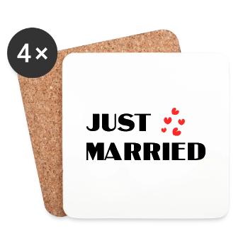 ICH HABE GERADE GEHEIRATET. Junggesellinnenabschied. HEILIGER VALENTINSTAG. PAAR. LIEBE - Untersetzer (4er-Set) - Weiß - Vorne