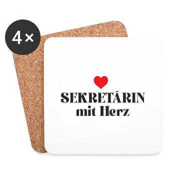 Sekretärin Mit Herz Danke Arbeit Büro Abschied - Untersetzer (4er-Set) - Weiß - Vorne
