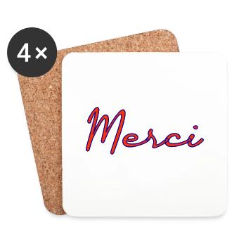 MERCI. THANKS. THANK YOU. ANNIVERSAIRE. NAISSANCE. - Dessous de verre (lot de 4) - blanc - Devant