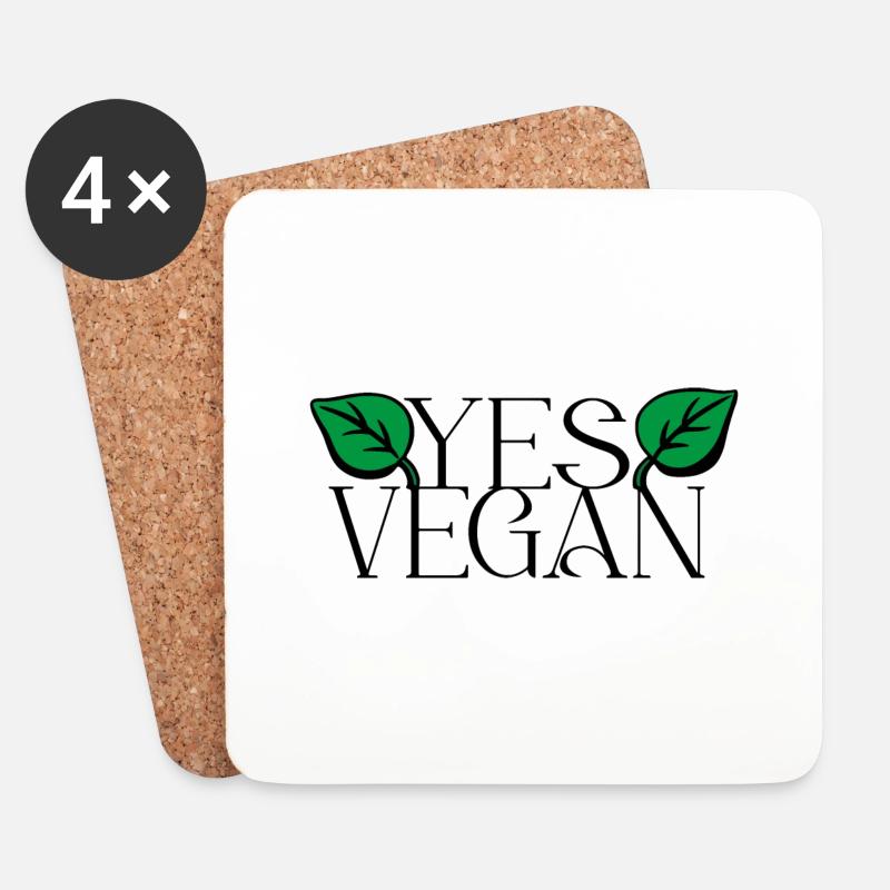Yes Vegan Slogan - Untersetzer (4er-Set) - Weiß
